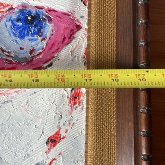 Abstract Original Acrylic Multicolored Painting w/Wooden Frame & Tweed Matting - Picture 12 of 15